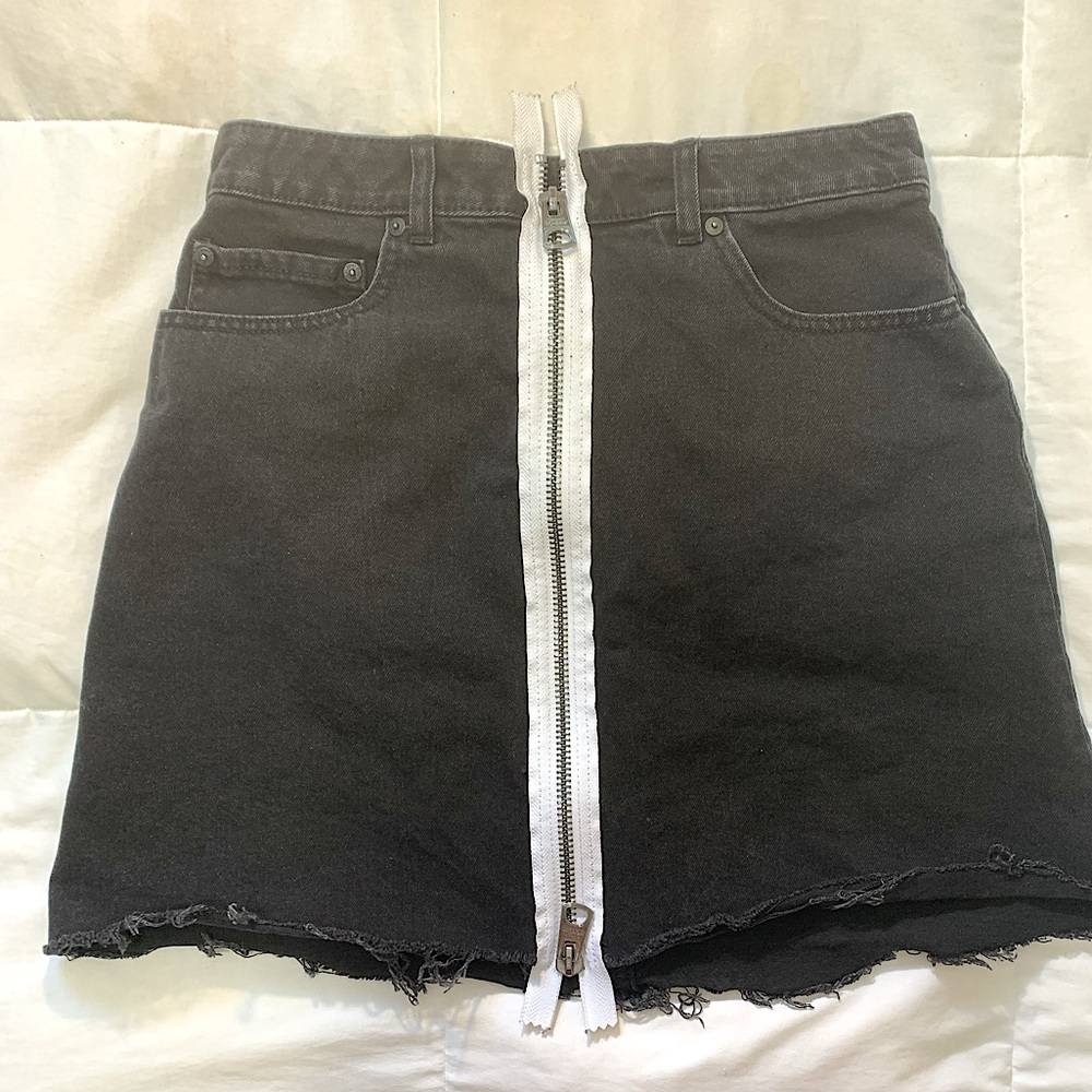 Cheap Monday Black Denim Zip Up Skirt